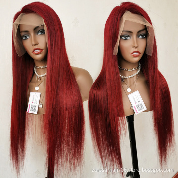 Transparent Lace Burgundy Wigs For Black Women Straight 99J Lace Front Wigs Human Hair HD Lace Frontal Brazilian Hair Wig